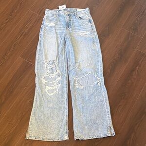 American Eagle Distressed dreamy drape baggy wide leg Jeans
